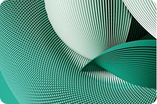 Abstract layered waves in green, black and white