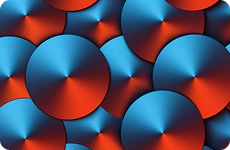 Abstract red and blue circular forms